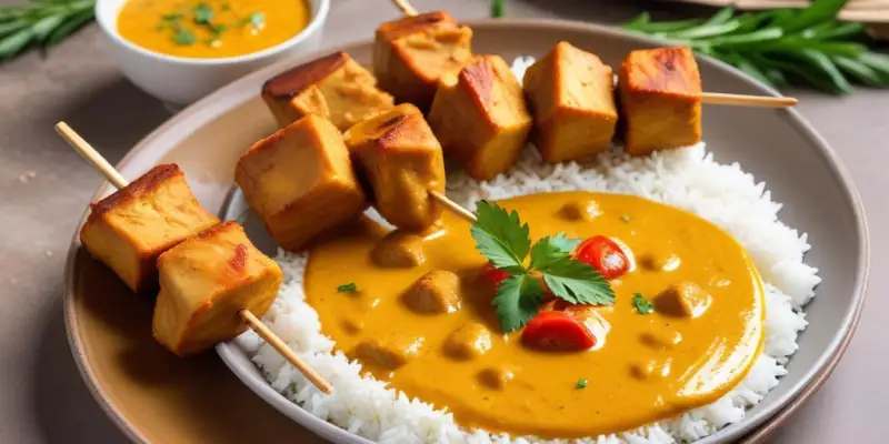Brochettes de Dinde au Curry et Lait de Coco