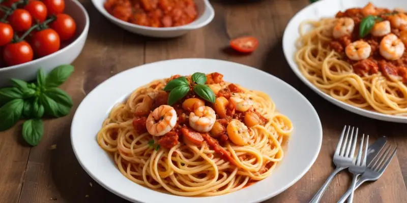 Spaghetti Crémeux aux Crevettes et Chorizo