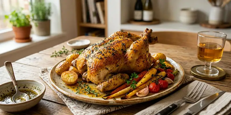 Poulet Rôti Traditionnel au Beurre d'Herbes