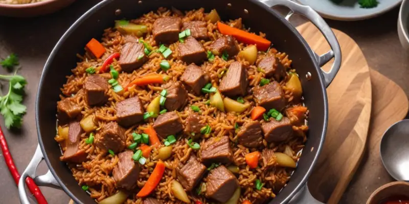 Riz sauté au boeuf à la mode asiatique (One-Pot)