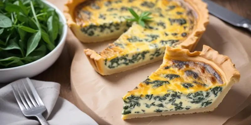 Quiche légère aux herbes fraîches, épinards et fromage frais