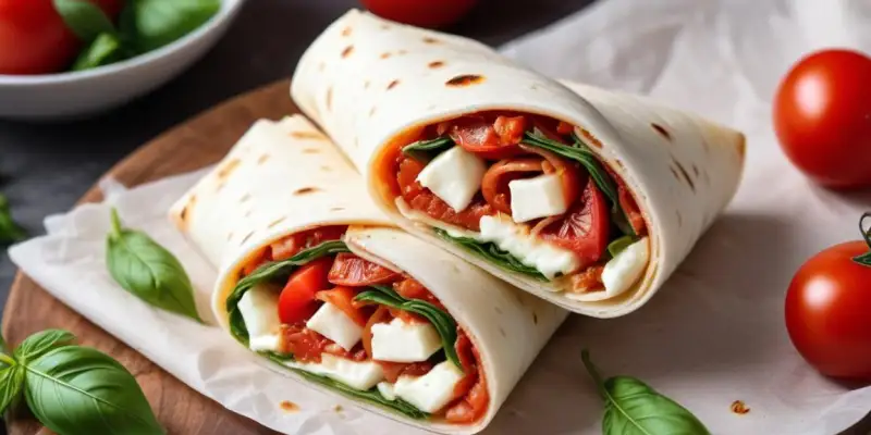 Wrap aux Tomates Séchées, Mozzarella et Basilic