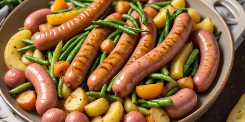Chipolatas aux Haricots Verts et Pommes de Terre