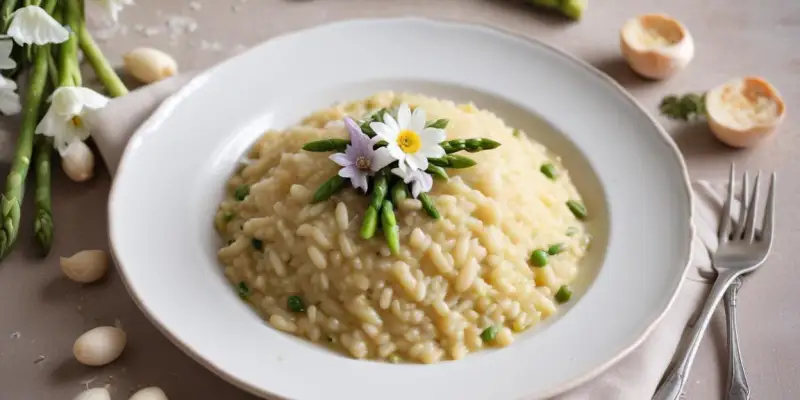 Risotto aux asperges sauvages et fleurs de sureau