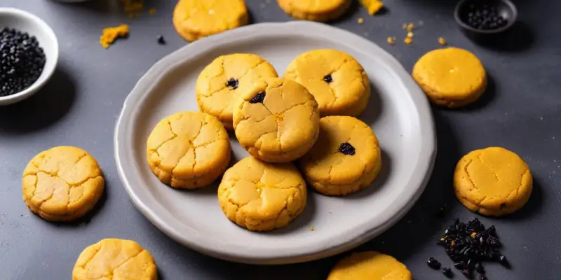 Cookies salés au curcuma et sésame noir