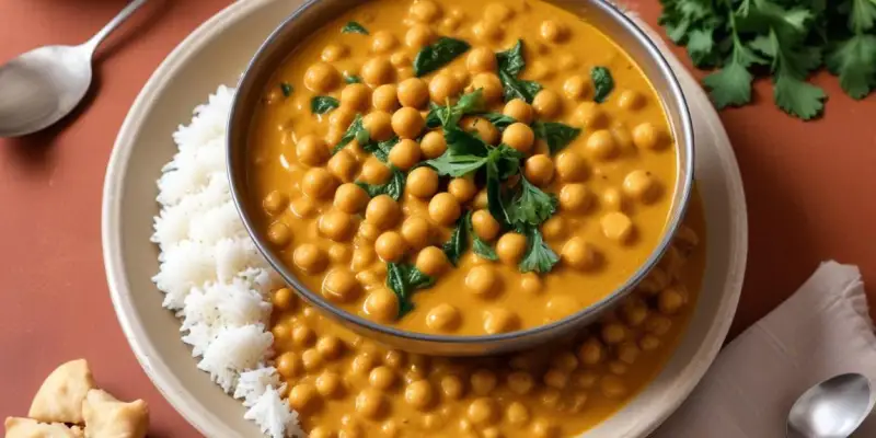 Curry de pois chiches au lait de coco et épinards