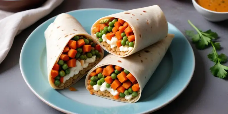 Wrap aux Pois Chiches, Carottes et Sauce Yaourt-Cumin