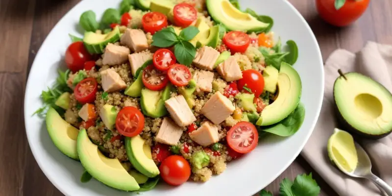 Salade de Quinoa au Poulet, Poivrons et Avocat