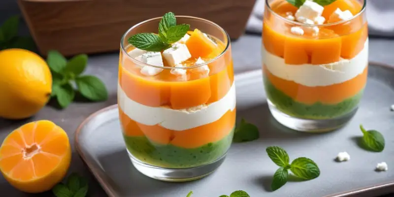 Verrine de Melon, Feta et Menthe