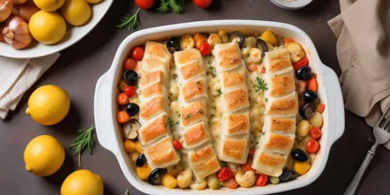 Gratin de poisson aux fruits de mer et aux légumes
