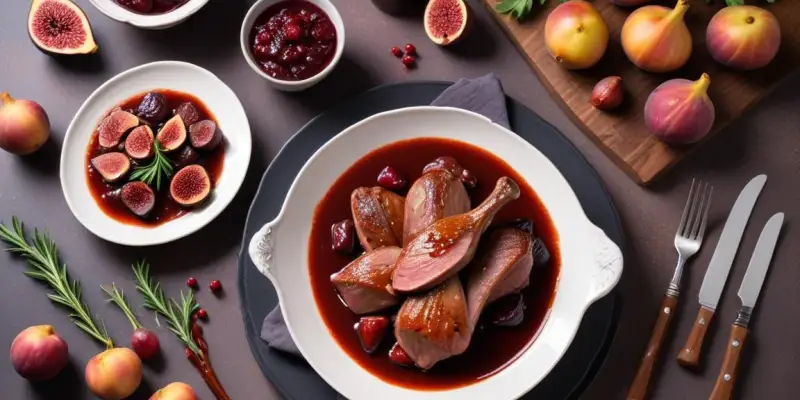 Magret de canard aux figues et sauce au vin rouge