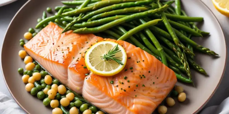 Saumon au four citronné et haricots verts croquants