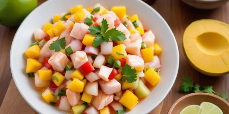 Ceviche de poisson mariné à la mangue