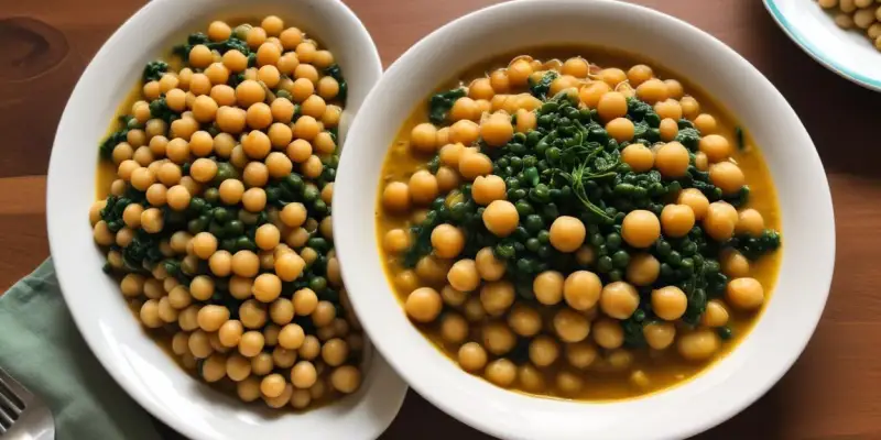 Poêlée de pois chiches et épinards