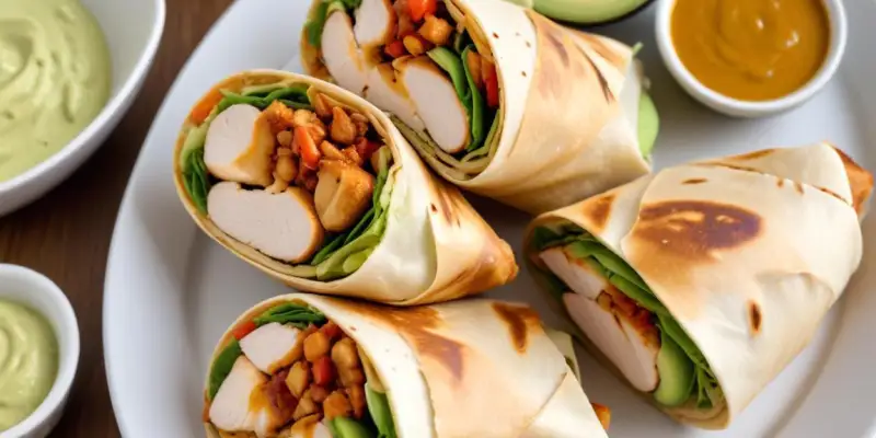 Wrap de Poulet Grillé, Avocat et Sauce au Yaourt (pour 30 personnes)