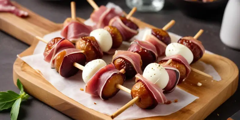 Brochettes de Figues, Jambon Cru et Mozzarella
