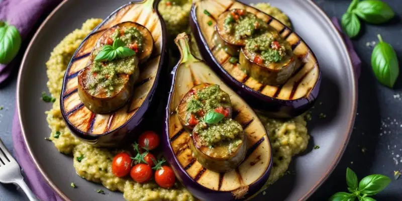 Aubergines grillées au pesto