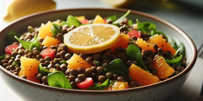 Salade de lentilles printanière à la vinaigrette citronnée