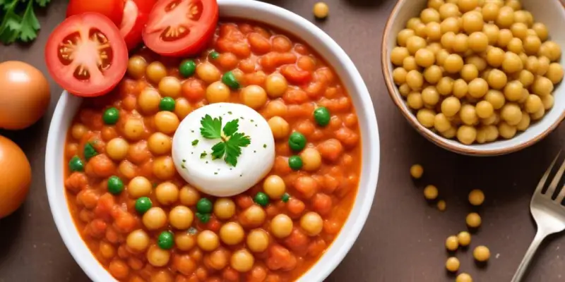 Purée de Pois Chiches aux Tomates et Œufs