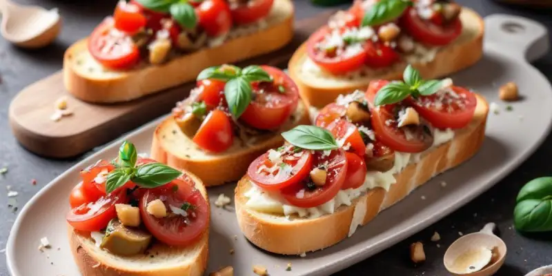 Bruschetta aux champignons et parmesan