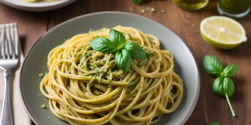 Linguine au pesto maison