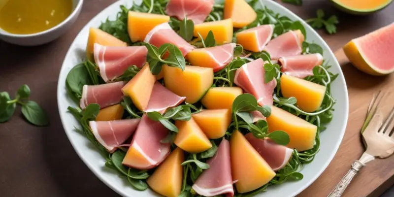 Salade Estivale Melon, Jambon Cru et Roquette
