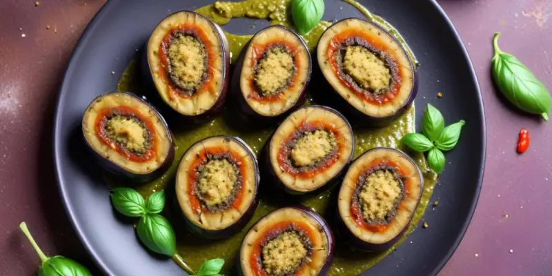 Roulés d'aubergine au pesto