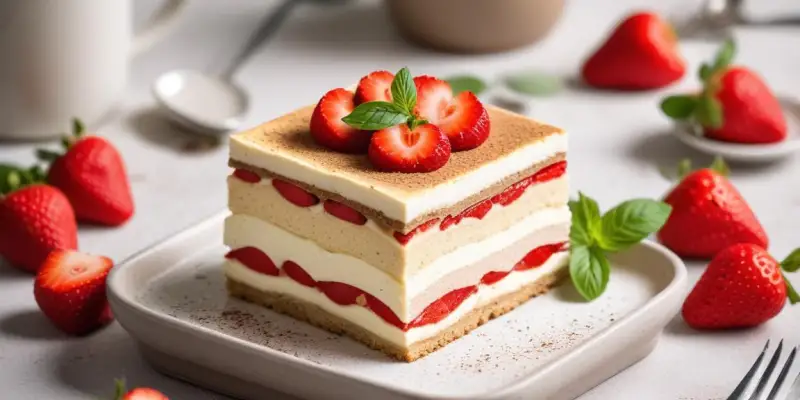 Tiramisu aux fraises et basilic