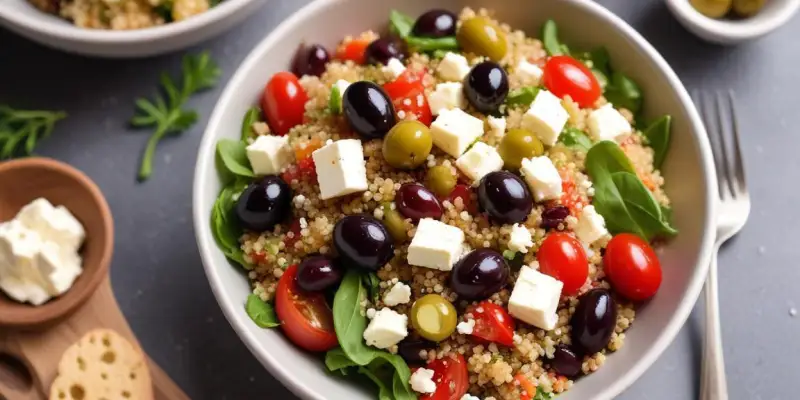 Salade Méditerranéenne au Quinoa, Feta et Olives