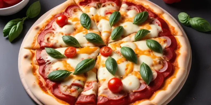Pizza maison aux légumes du soleil et mozzarella