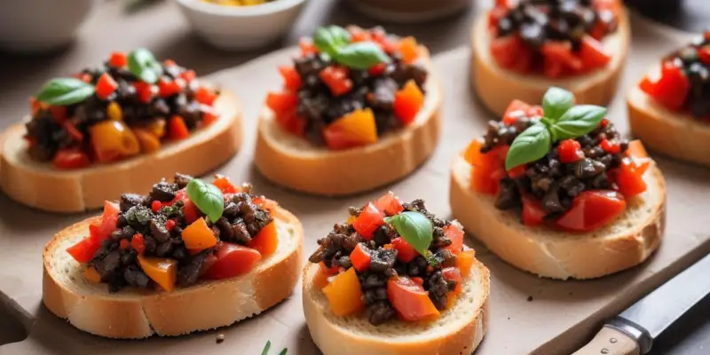 Bruschettas aux poivrons rôtis et tapenade