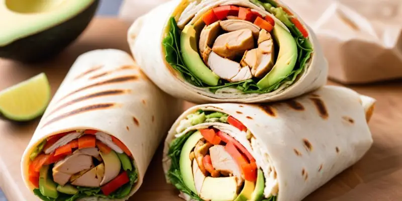 Wrap au Poulet Grillé, Avocat et Crudités