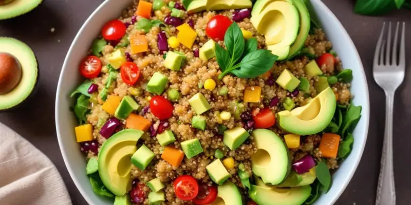 Salade de Quinoa Colorée à l'Avocat et aux Légumes Croquants