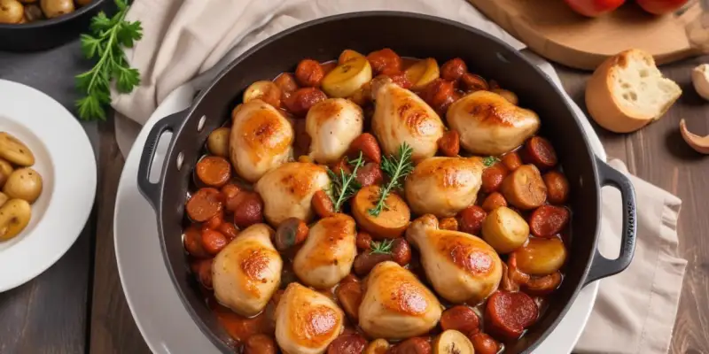 Sauté de Poulet au Chorizo et Champignons Crémés au Cookeola