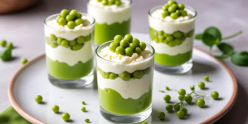 Verrine de purée de petits pois et ricotta