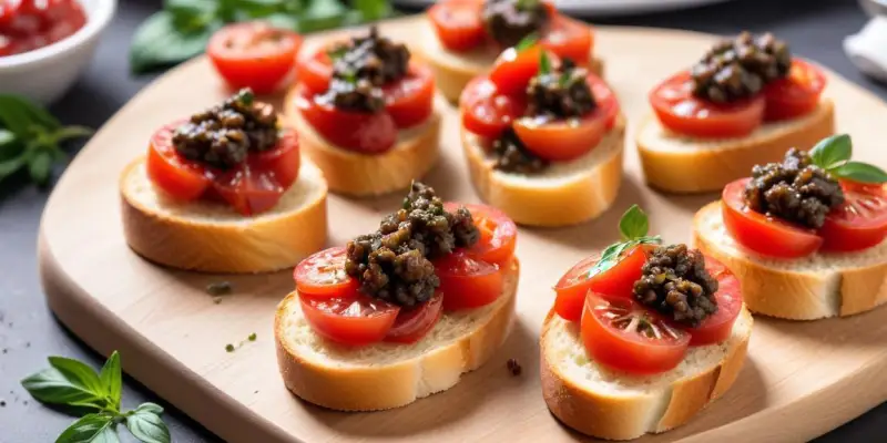 Mini Bruschettas Tapenade et Tomate Fraîche