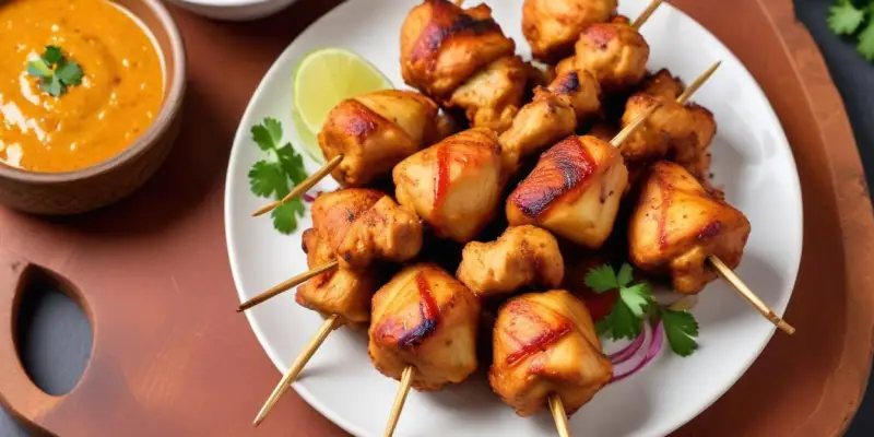 Brochettes de poulet mariné au yaourt et épices tandoori