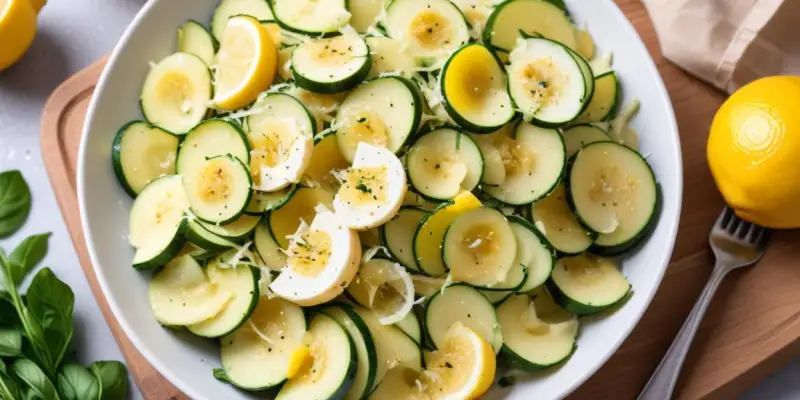 Salade fraîche de courgettes crues au citron et parmesan
