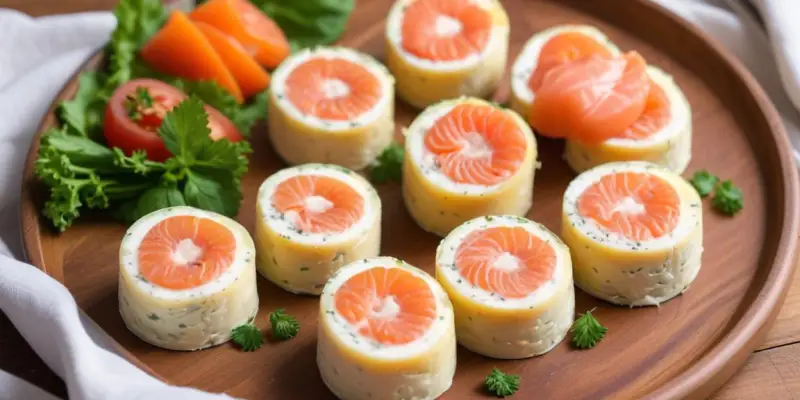 Roulés de concombre au fromage frais et saumon
