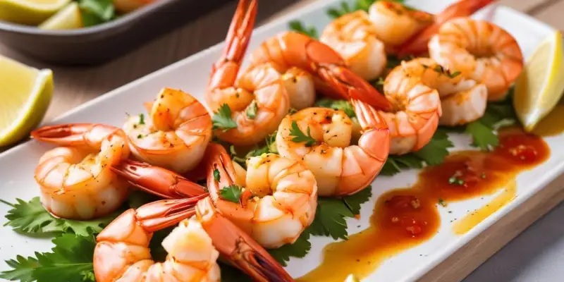 Brochettes de gambas marinées à l'ail et au piment doux