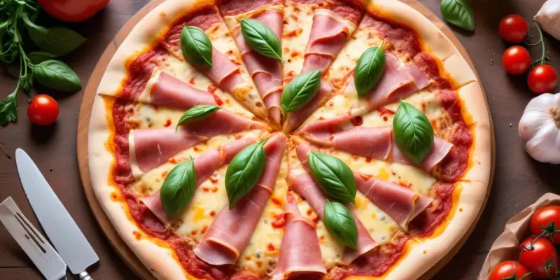 Pizza maison aux légumes du soleil et jambon cru