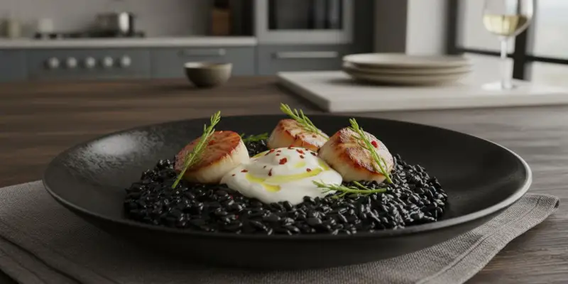 Risotto Mystère à l'Encre de Seiche