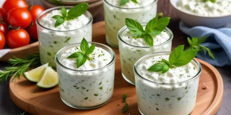 Verrines de Tzatziki et Concombres Marinés