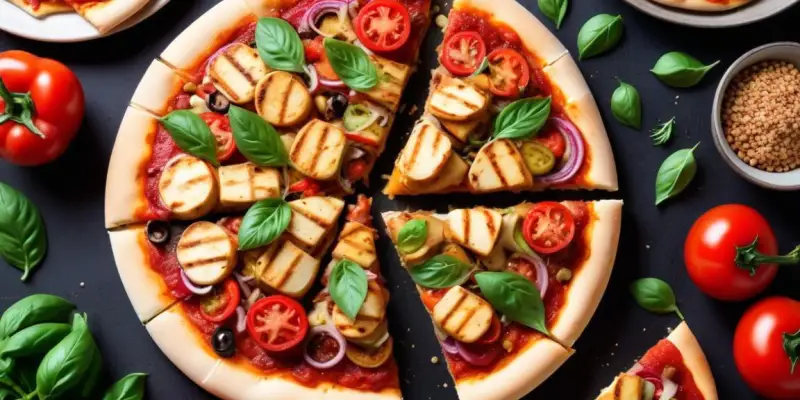 Pizza Vegan Délice aux Légumes Grillés et Tofu Mariné