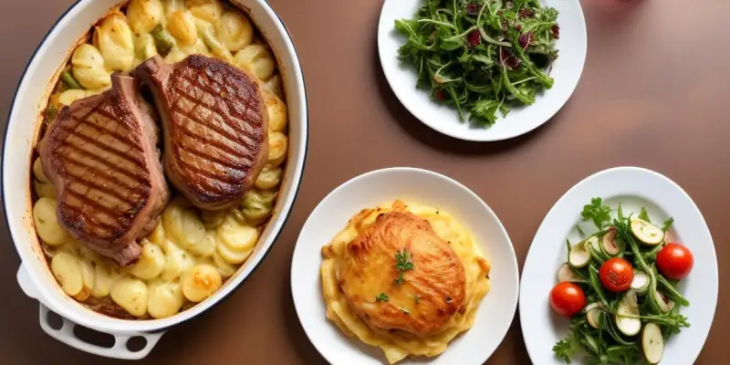 Côtes d'Agneau Grillées, Gratin Dauphinois et Salade Verte