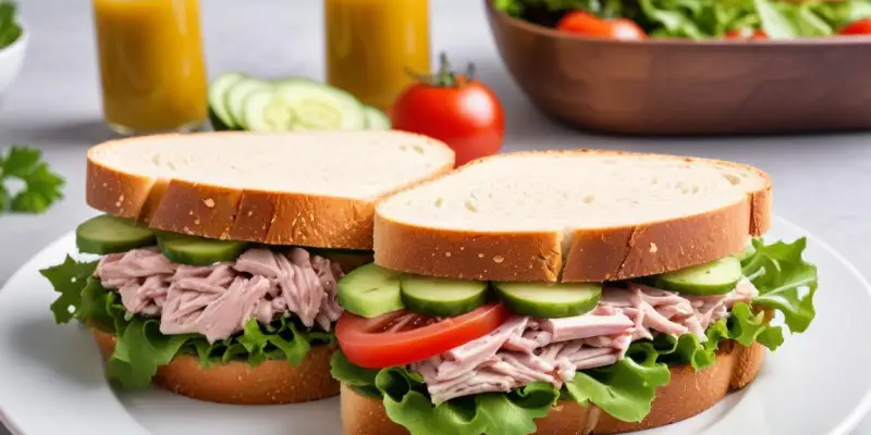 Sandwich au thon, salade et concombre (à emporter)