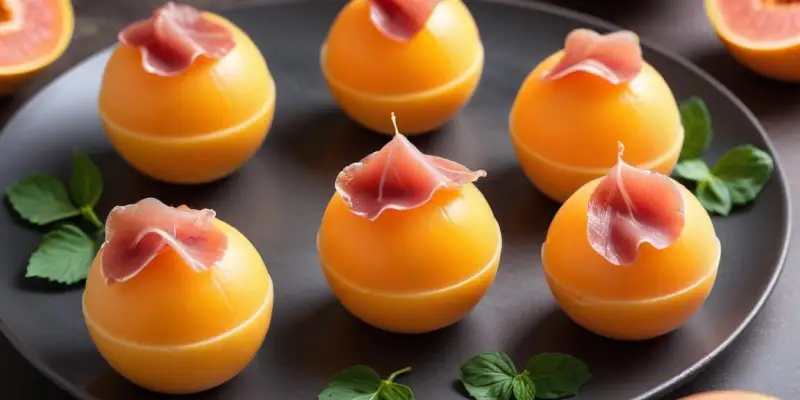 Spheres Givrees de Melon et Prosciutto Croustillant