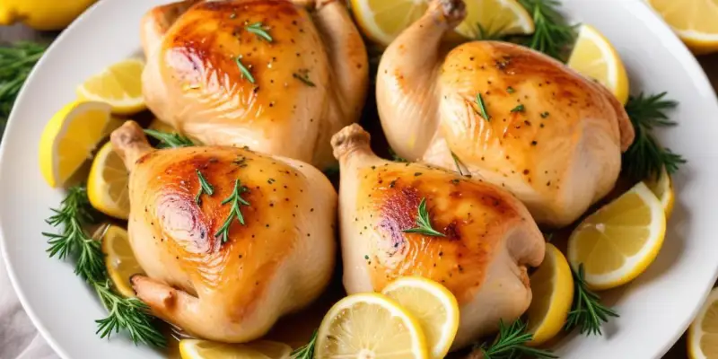 Poulet rôti au citron et romarin