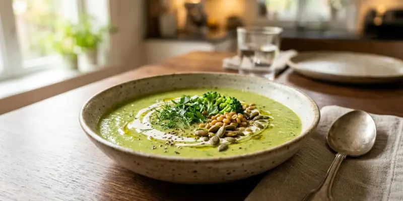 Velouté de Brocoli, Courgette et Lentilles Blondes