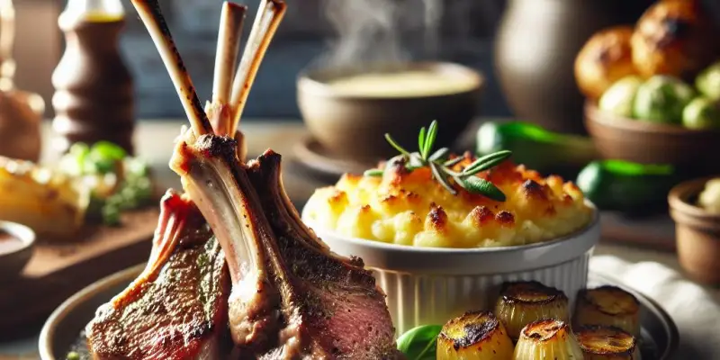 Côtes d'agneau grillées avec gratin dauphinois